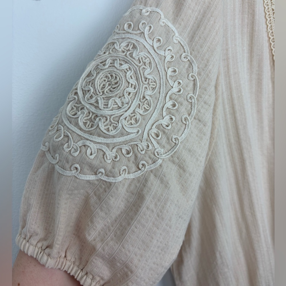 Cato Beige Boho Maxi Dress w/ lace and embroidery size 18/20 NWOT lagenlook - Picture 4 of 13